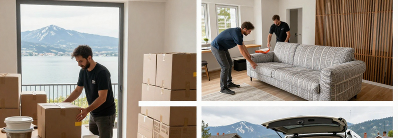 Trois types logements lausannois illustrant différents volumes transport mobilier et cartons