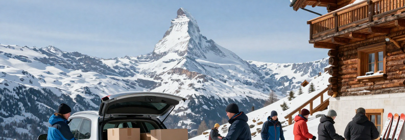 Demenagement Stations Ski Valais Zermatt Verbier Déménageurs travaillant dans stations ski valaisannes, transport mobilier Zermatt Verbier Crans-Montana contraintes montagne