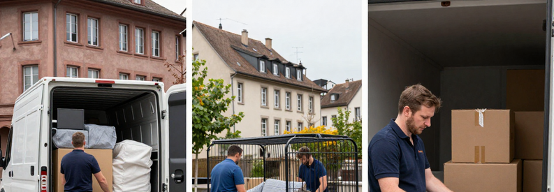 Etapes Transport Demenagement Bale Canton Étapes transport mobilier par déménageurs professionnels à Bâle, chargement camion et manutention escaliers