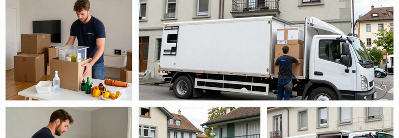 Trois formules de service déménagement illustrées : emballage autonome, transport professionnel, prestation complète