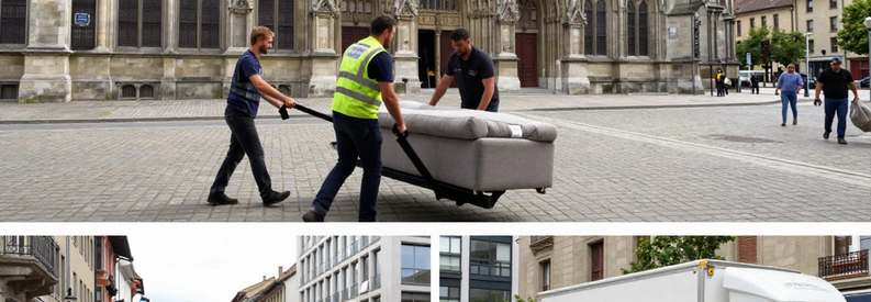 Trois situations de transport mobilier à Berne : vieille ville UNESCO, quartier moderne Bümpliz, zone périphérique