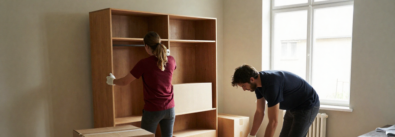 Demenagement Berne Demontage Meubles Emballage Appartement Déménageurs professionnels à Berne démontant meubles et emballant cartons dans un appartement avant transport