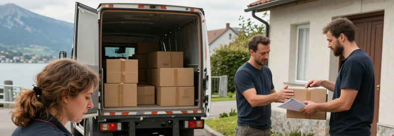 Trois étapes pour recevoir des offres de déménageurs vérifiés à Vevey : formulaire, contact pro, confirmation