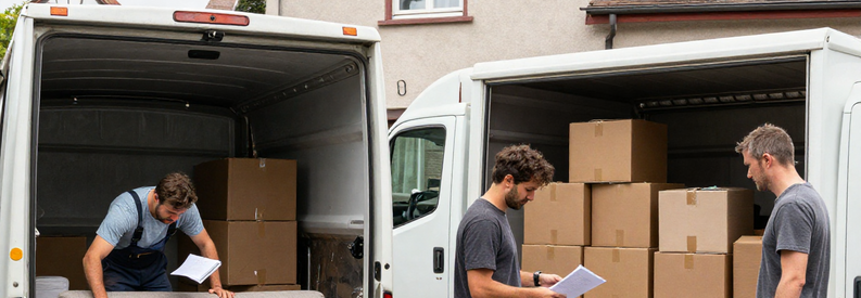 Tarifs Demenagement Burgdorf Canton Berne Trois étapes illustrant les facteurs de coût d'un déménagement à Burgdorf : volume, chargement et estimation
