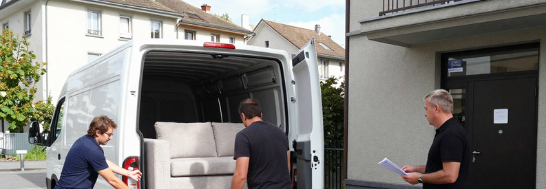 Tarifs Demenagement Zurich Prestations 2025 Déménageurs professionnels à Zurich : emballage, chargement camion et échange avec client sur les prestations incluses