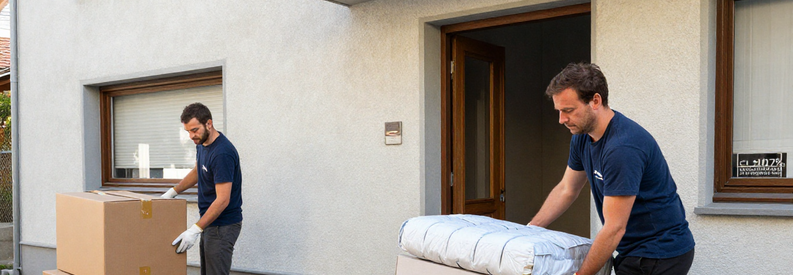 Types Demenagement Baar Appartement Bureau Déménageurs professionnels gérant emballage et transport de mobilier dans un immeuble résidentiel à Baar